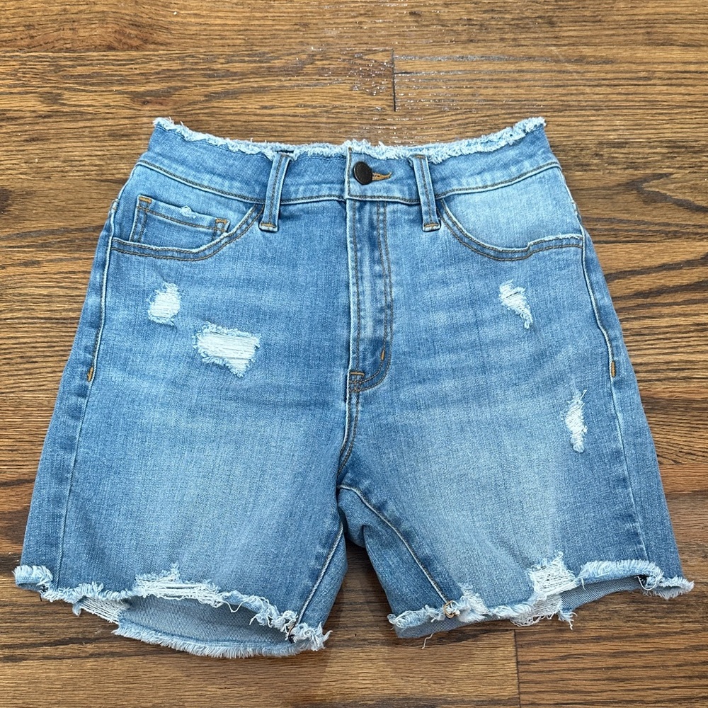 Fashion Nova Light Blue Distressed Jean Shorts